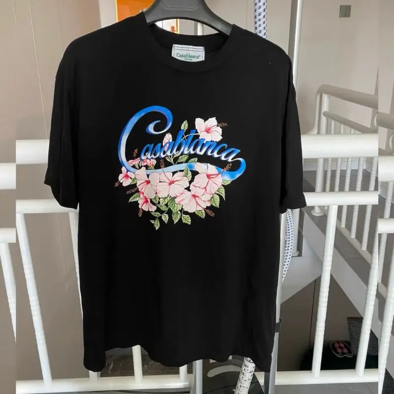 

Футболка женская хлопковая с коротким рукавом и цветочным принтом, размеры до 3XL