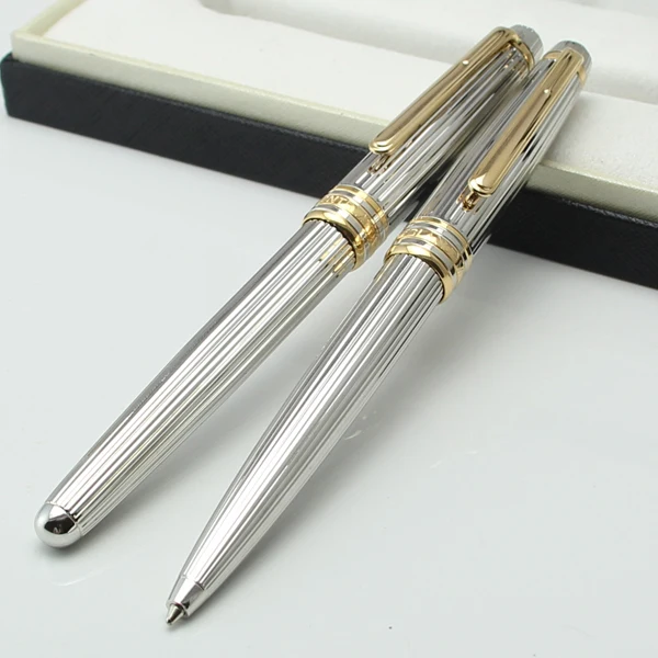 

Luxury Brand MB Meister Monte Ballpoint Pen Blance Metal Vertical Pattern Rollerball Pen Medium Nib 163