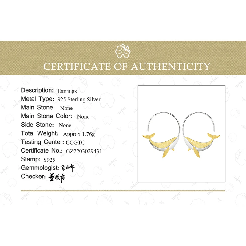 Lotus Fun 18K Gold Personality Whale Round Hoop Earrings for Women Real 925 Sterling Silver Original Animal Fashion Fine Jewelry images - 6