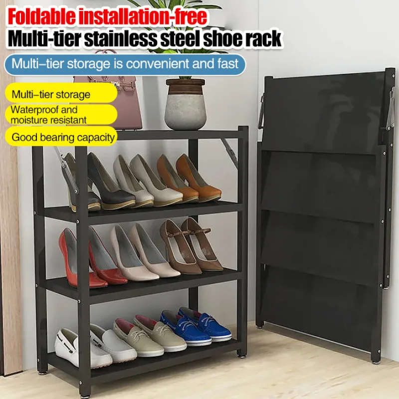 

Foldable Installation-free Multi-tier Stainless Steel Shoe Rack