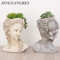 succulent plant flower pot head portrait elegant greek goddess bonsai planter garden pots hand crafts home desktop decoration