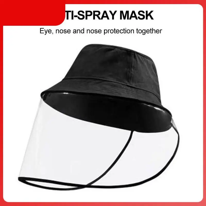 

Unisex Protective Face Shield Bucket Hat Transparent Face Cover Block Saliva Droplets Anti-spitting Fisherman Cotton Sun Cap