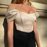 sexy off the shoulder top women vintage solid tube top summer fashion slim fit crop tops club party woman clothes elegant