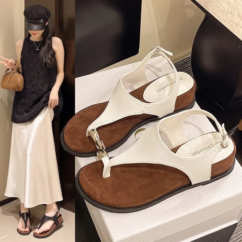 Роскошные женские сандалии 2026 года: Новинка, эксклюзивный французский стиль, римские сандалии на толстой подошве с закрытым носком для женщин (art.: 3920dad898752) - 3920dad898752