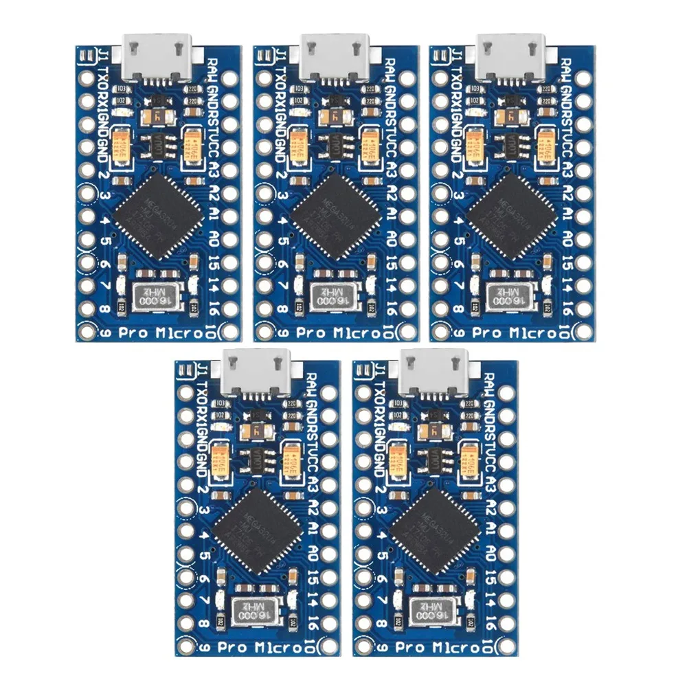 

Плата модуля Pro Mini ATmega32U4 5 В/16 МГц, плата с 2-рядным контактным заголовком для Arduino Leonardo, 5 шт.