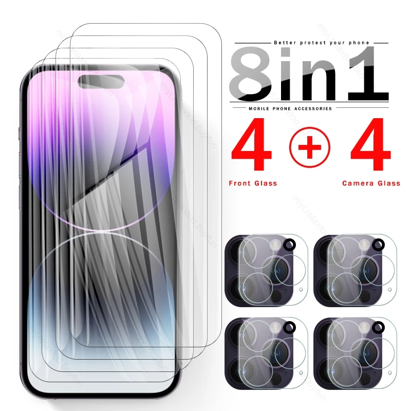 

Защитное стекло 9D для Iphone 14 Pro Max, стекло для камеры Iphone 14 Aifon Aphone IPhoen I Phone 14 Plus, Защитная пленка для экрана, 8 в 1