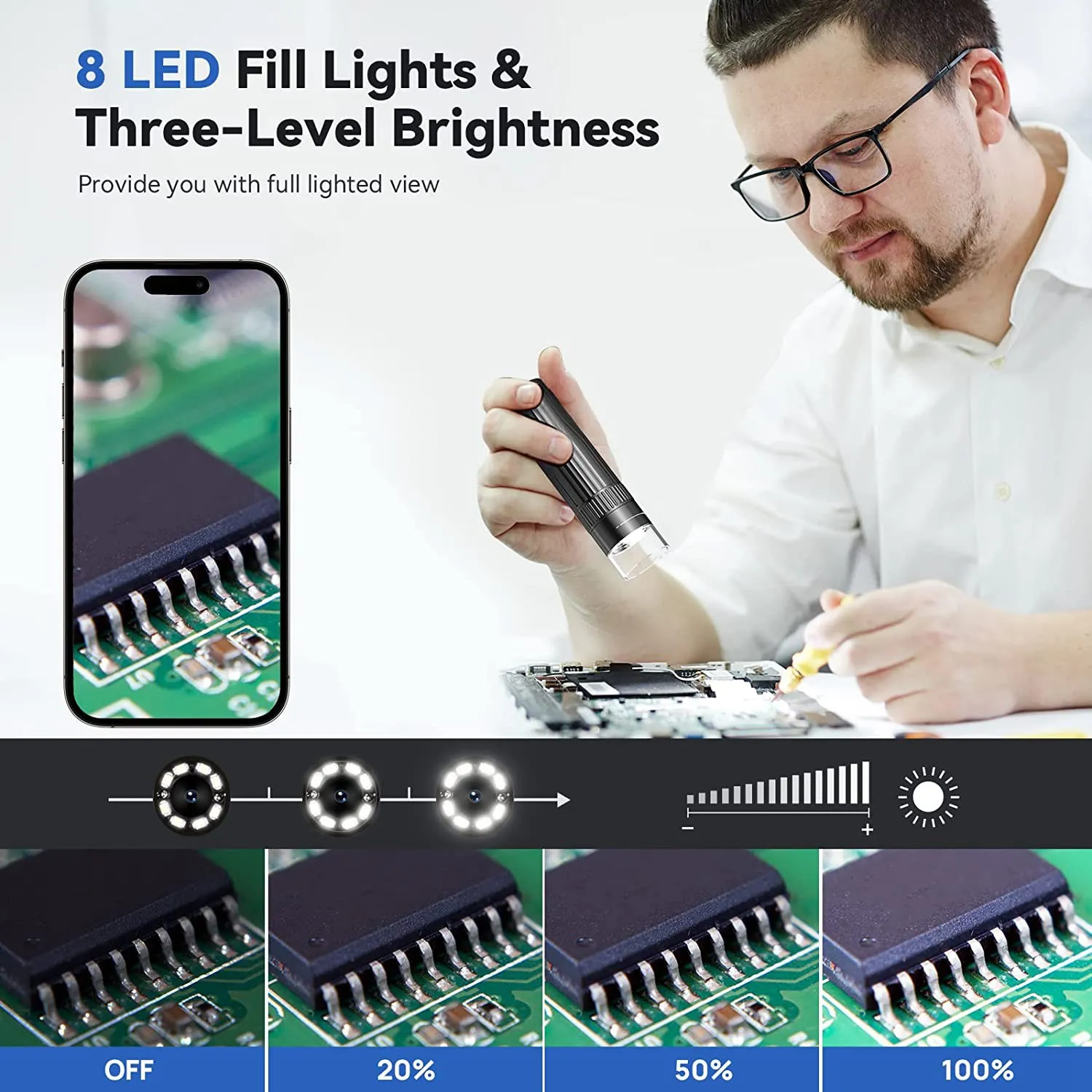 Беспроводной Цифровой Микроскоп 50X-1000X увеличение WiFi USB портативный