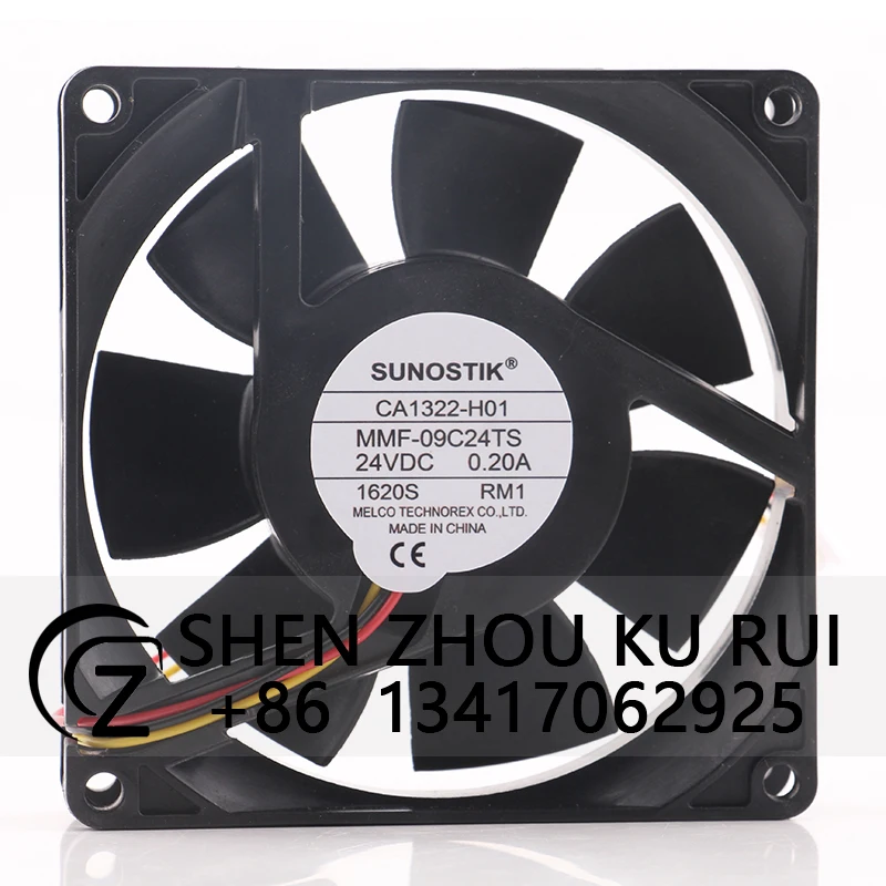 

Case Fan for Mitsubishi CA1322-H01 MMF-09C24TS 90X90X25MM 24VDC 0.20A 3-Wire Inverter High Airflow Cooling Fan