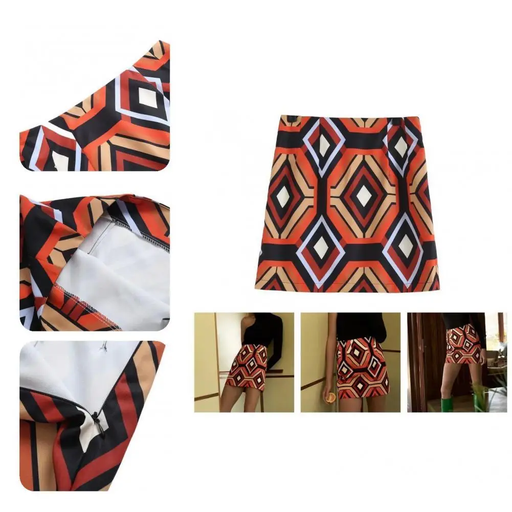 

Chic Lady Skirt Slim Fit Colorfast Printing Lightweight Summer Sheath Skirt