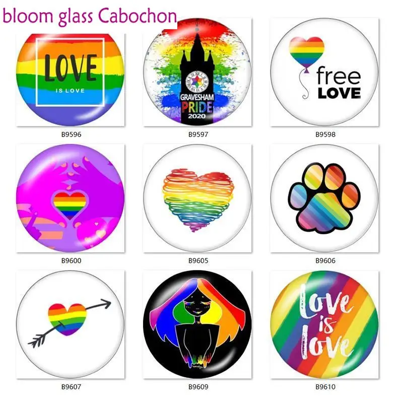 Разноцветные Круглые Стеклянные Кабошоны для ЛГБТ без радуги 12 мм/18 мм/20 мм/25 мм