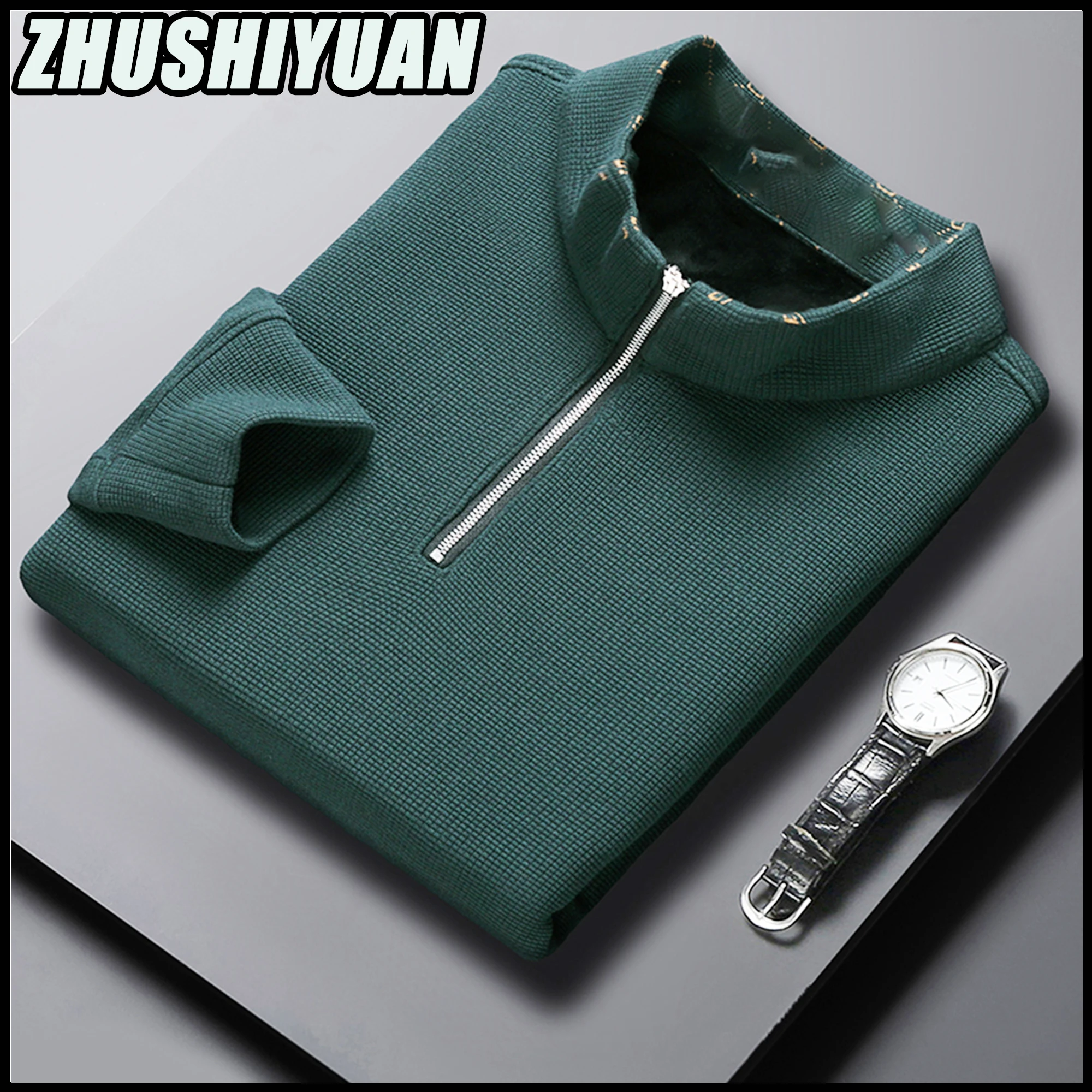 

Luxury Zipper Stand Collar T-shirt Korea Fashion Men Clothing 2023 Spring Long Sleeve Casual Tops Ropa Hombre Roupas Masculinas