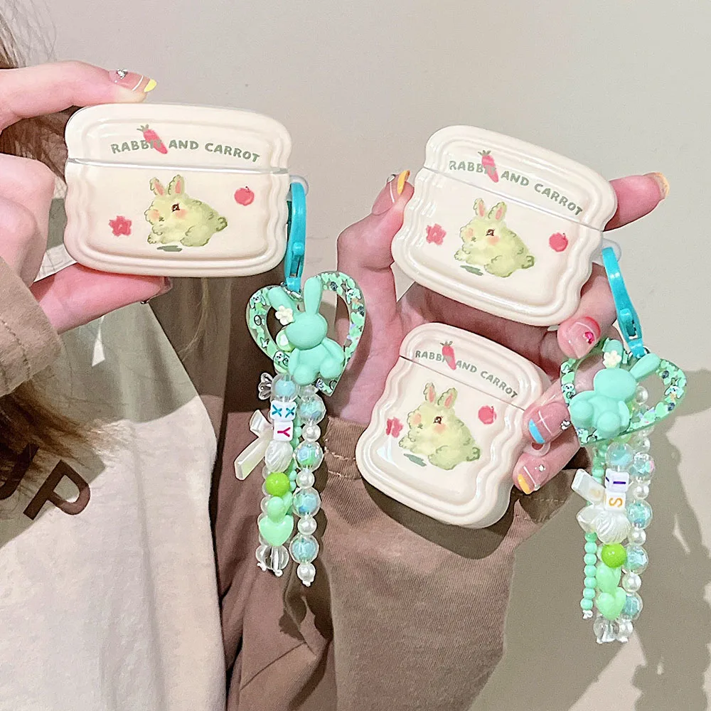 

Cute Cartoon Rabbit Cover For Apple Airpods 1 2 3 Tassel Keychain Earphone Protector Fundas for Airpods Pro Air Pods Covers Case