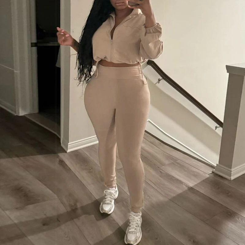 Женский спортивный костюм с длинным рукавом повседневный комплект из двух