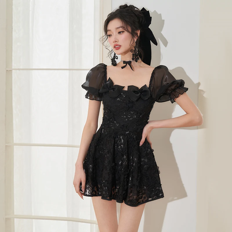 Сексуальный кружевной купальный костюм для женщин черный сетчатый купальник с