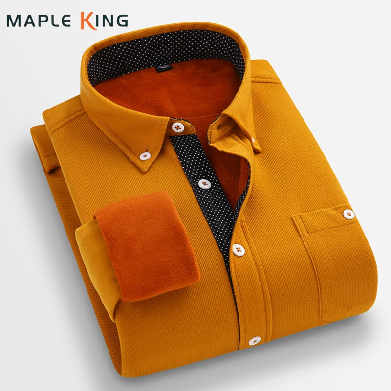 

Винтажные вельветовые классические рубашки для мужчин, рубашка для мужчин, мужская Роскошная теплая флисовая одежда для работы, мужская рубашка с запонками, куртка
