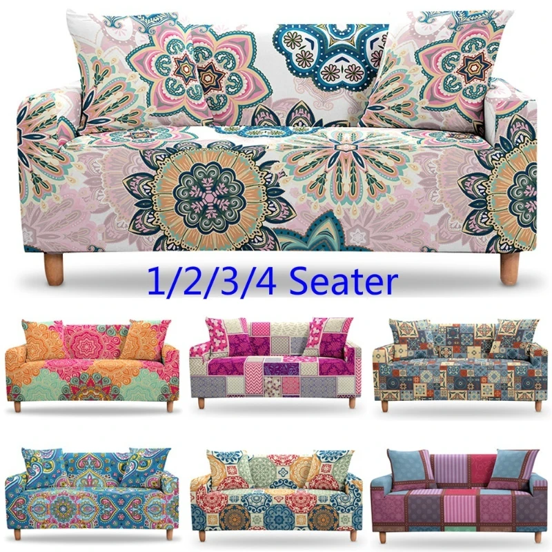 

Чехол для дивана с принтом в стиле бохо, эластичный универсальный чехол из спандекса для гостиной, модульный чехол для угловой подушки