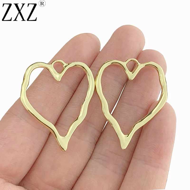 ZXZ 10 шт., золотистый цвет, открытая фотография, 2 стороны, для изготовления ювелирных изделий, аксессуары 28x37 мм