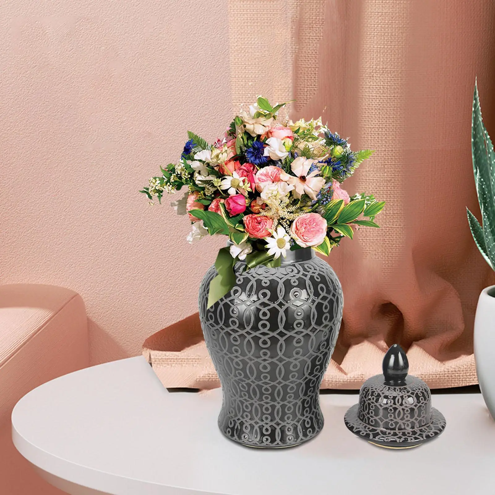 

Ceramic Ginger Jars Container Table Centerpiece for Kitchen Office Cupboard Decoration