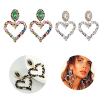 fashion popular women earrings trend exaggerated heart shaped diamonds cool girl earrings hip hop jewelry exquisite earring gift