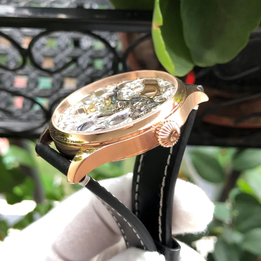 Часы-скелетон 41 мм 6497 GERRVO без логотипа St3600SK механизм с ручным заводом 21600 Dph корпус