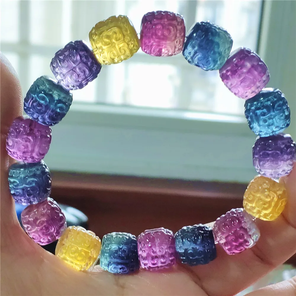 

Натуральные красочные дневные прозрачные резные бусины 11x10 мм, кристально-Желтый флюорит для женщин и мужчин AAAAA