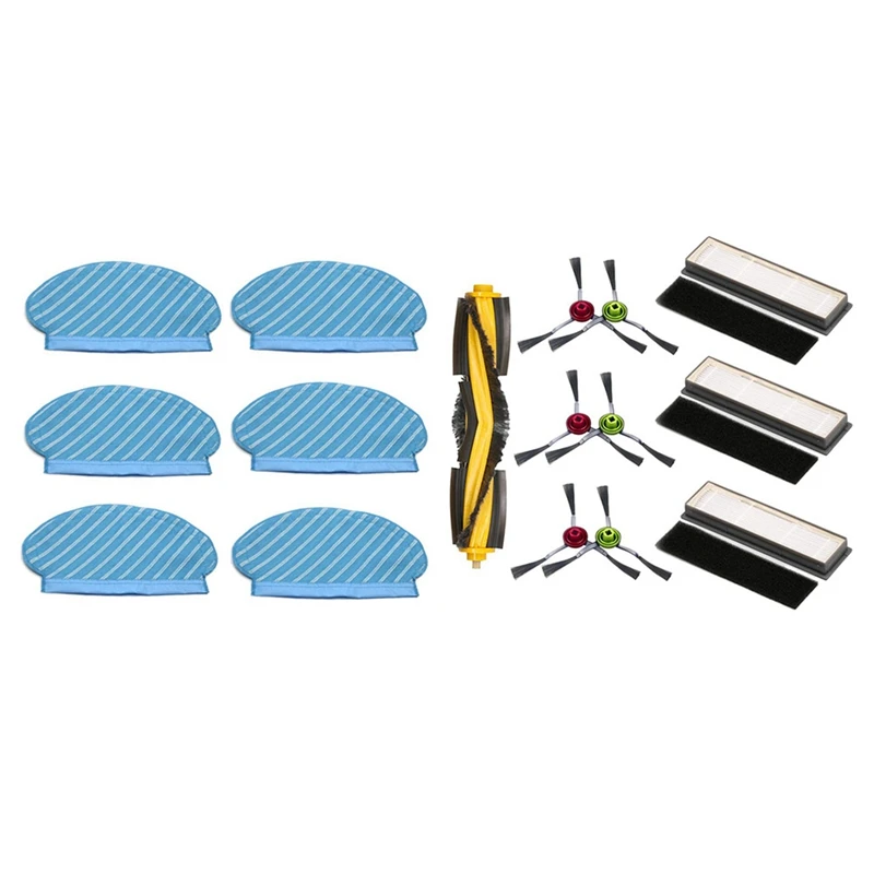

Набор тканевых прокладок для швабры, 6 шт., Для Ecovacs Deebot Ozmo 920 950 и 6X, набор губчатых фильтров с роликовой боковой щеткой