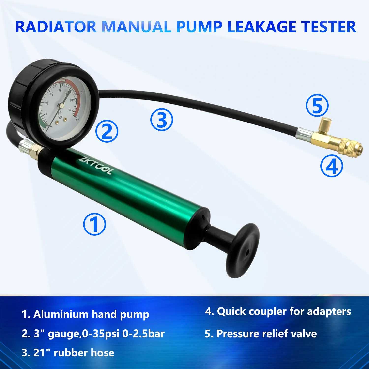 Алюминиевый автомобильный инструмент для тестирования давления радиатора