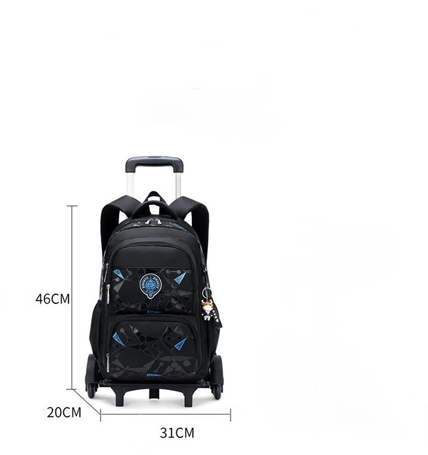Dropshipping  High-capacity Student Backpack on Wheels Waterproof Luggage Rolling Bags Detachable Children Rolling School Bags