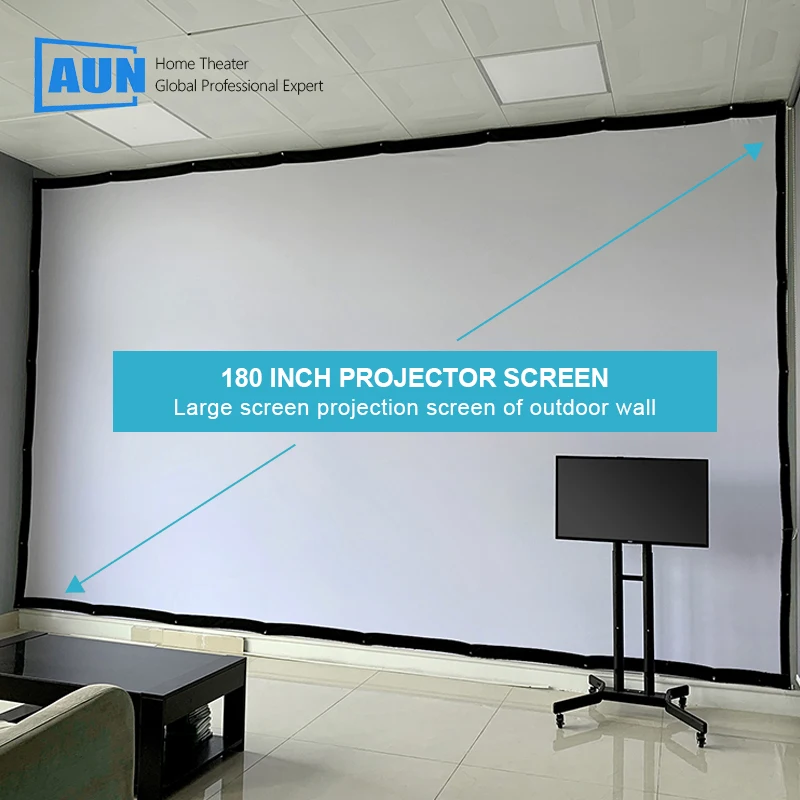 

AUN 180 Inch Projector Screen Upgrade Thicker Projector Screen Outdoor, School, Square Wall Large Screen Projection Screen