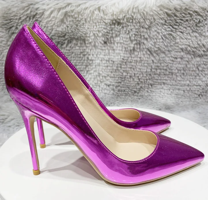 

Vinapobo Brand Matte Leather pointed toe High Heel Shoes purple Shallow Block Pumps Stiletto Heels Ladies Wedding Dress Shoes