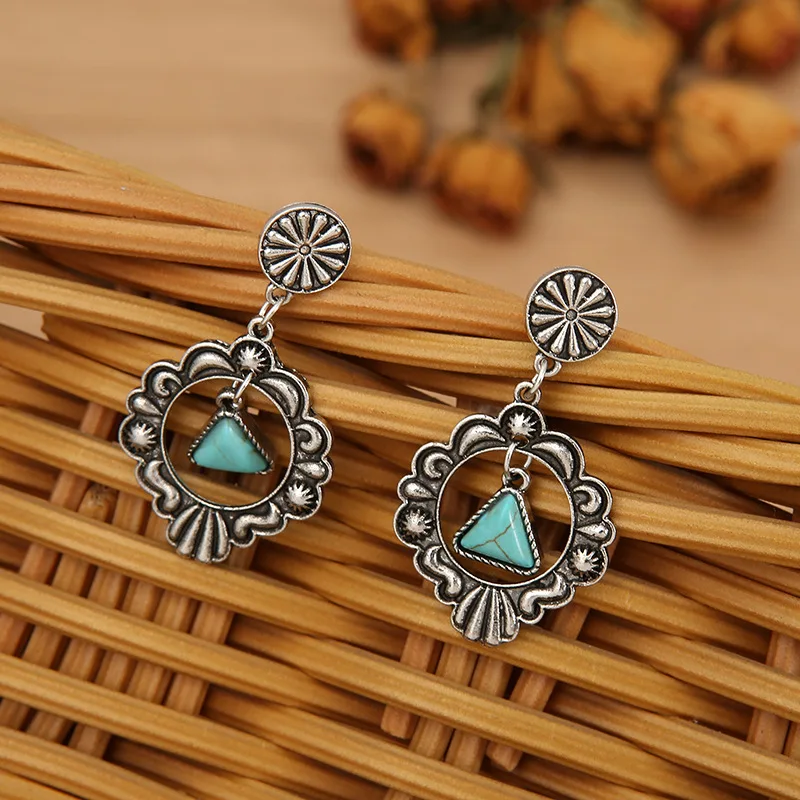 Серьги-подвески геометрической формы в стиле ретро Висячие Этнические украшения