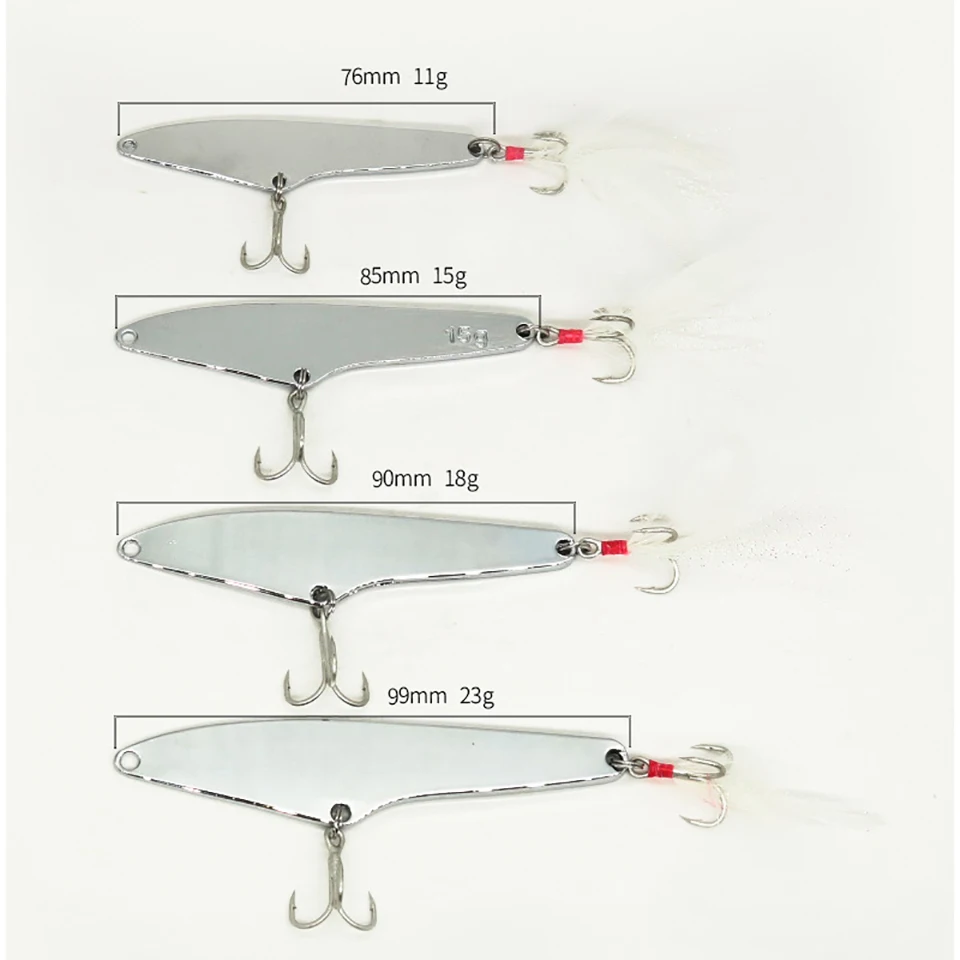 WALK FISH 11g/15g/18g/23g Fishing Metal Sequins Spoon Hard Bait Sinking With Feathers Hooks Artificial Pike Tackles |