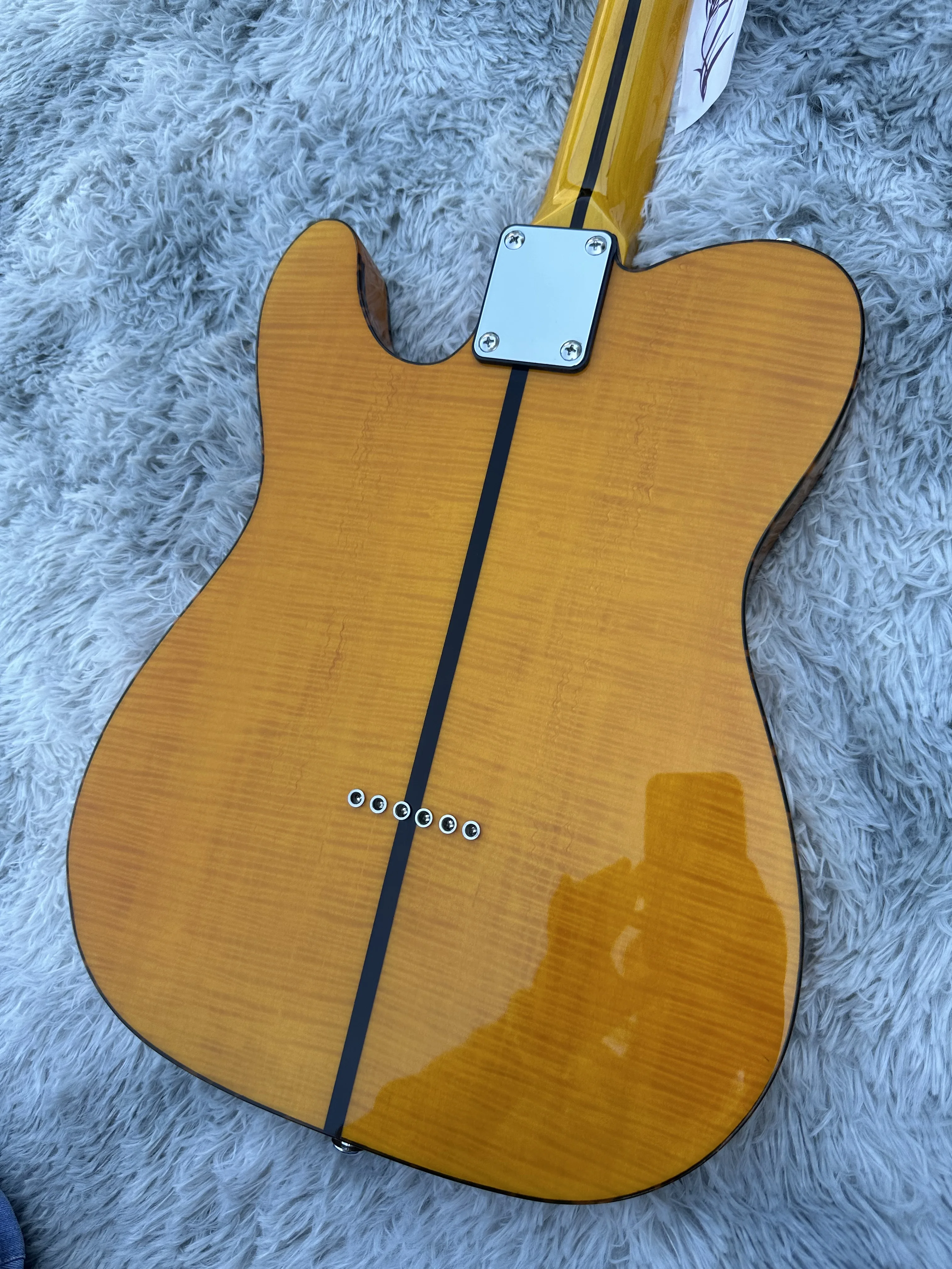 Prince HS Anderson &amp Hohner Madcat Mad Cat Tele Янтарный желтый пламя кленовый верх Электрогитара с