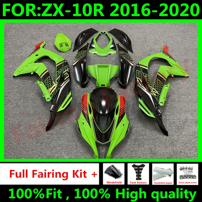 

Motorcycle Fairings Kit for Ninja ZX-10R 2016 2017 2018 2019 2020 ZX10R zx 10r 16 17 18 19 20 fairing tank cover set green black