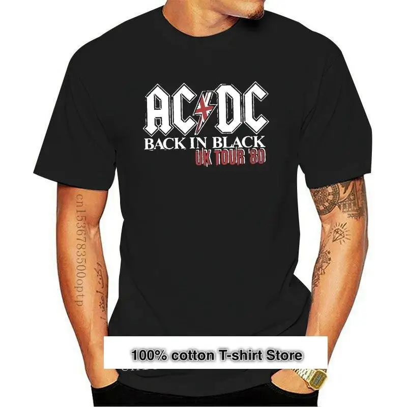 

Camiseta divertida para hombre, camisa de AC_DC, en negro, Tour del Reino Unido, novedad de 2021