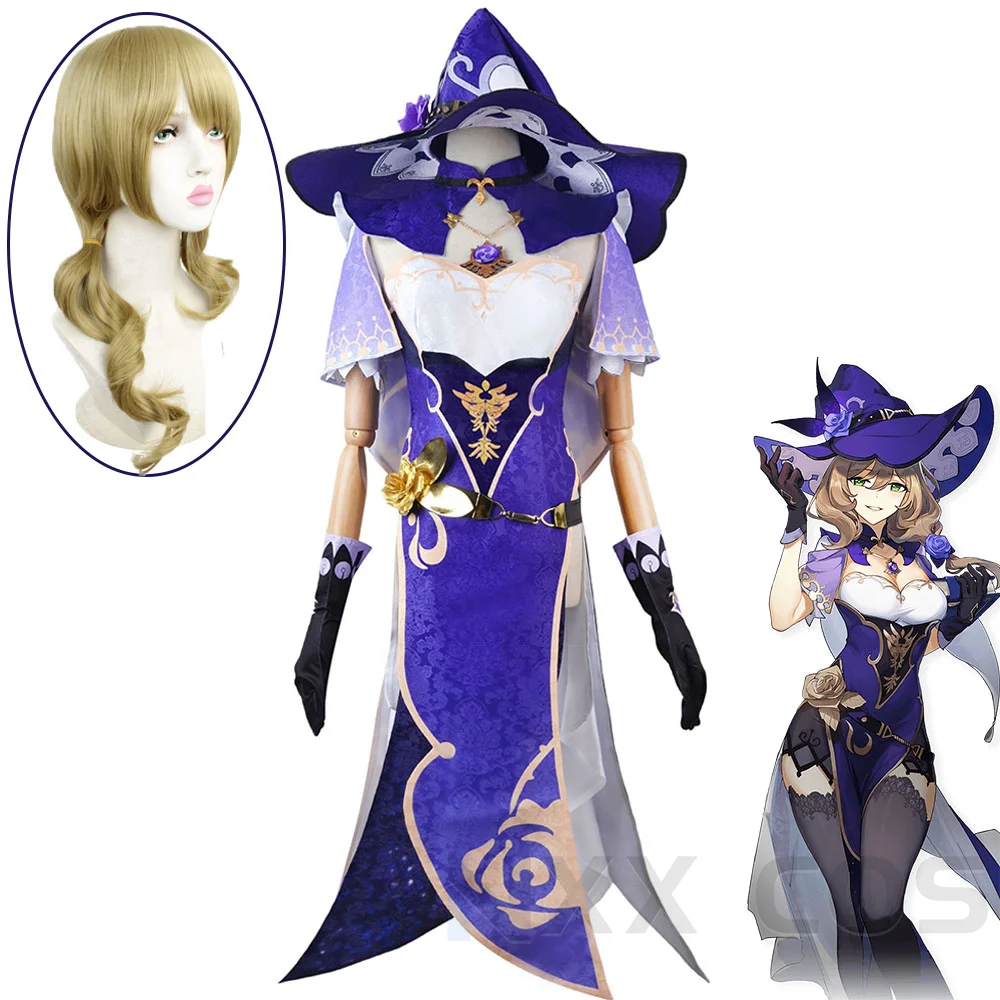 

Genshin Impact Lisa Minci косплей костюм ведьмы фиолетовой идентичной детской Аниме Косплей костюмы униформа для Хэллоуина