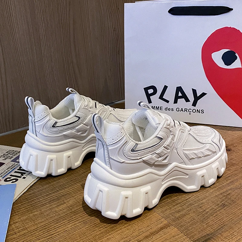 Женские массивные кроссовки на платформе весенние сетчатые повседневные