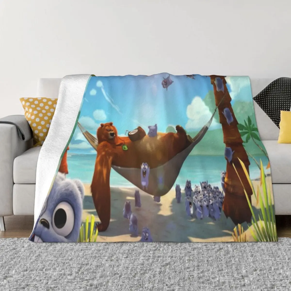 Grizzy And The Lemmings Holiday — ультрамягкое одеяло из микрофлиса