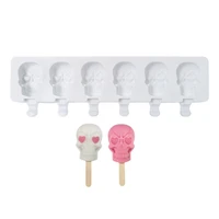 6 grid skull ice ice cream form silicone mold popsicle cheese stick making template diy ice cubes stencil for home kitchen bar