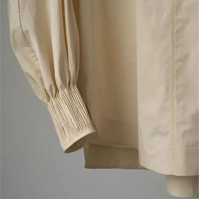 2025 новый дизайн плиссированная блузка женская весенне-осенняя базовая свободная