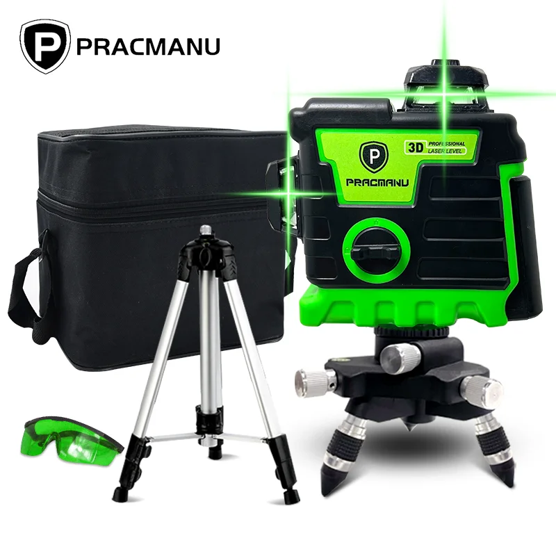 Pracmanu лазерный уровень 12 линий 3D самонивелирующийся 360 горизонтальный и