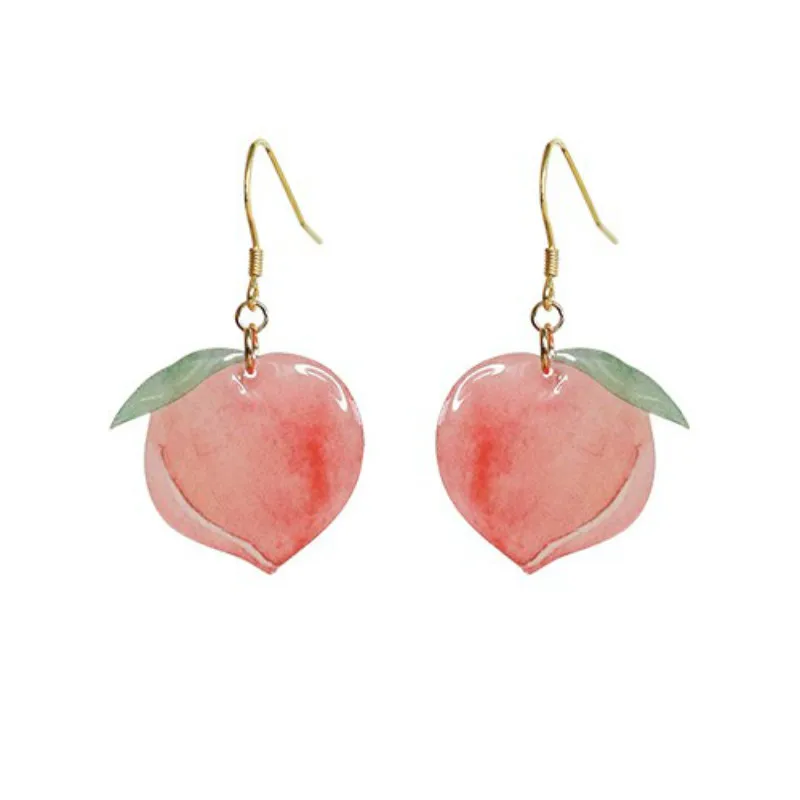 

Resin Peach Dangle Earrings for Women 2022 Korean Trend Pink Acrylic Heart Gold Hook Jewelry Accessories Stud Party Wedding