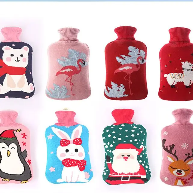 

2000ml Cute hot water bag silicone hot water bag winter student water injection rubber warm water bag warm belly hands and feet