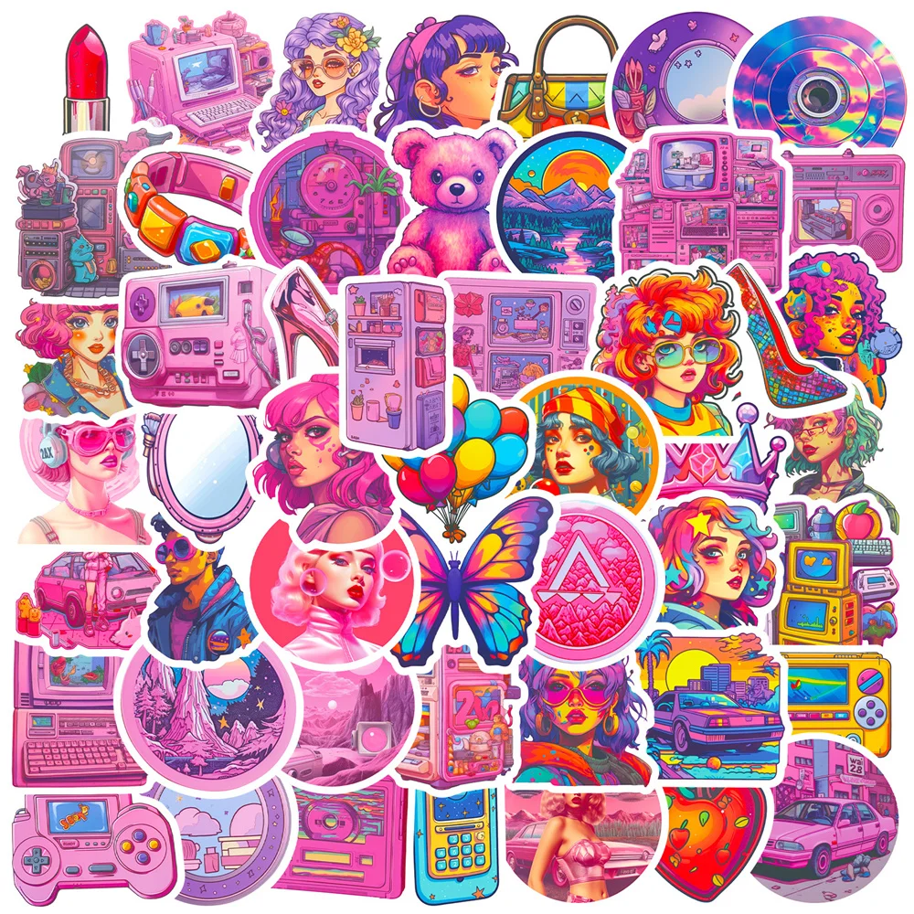 

50pcs Retro Vaporwave Y2K Millennium Stickers For Scrapbook Ipad Suitcase Phone DIY Korean Sticker Scrapbooking Materiales