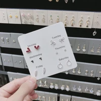 46pcsset monday to saturday stud earrings matching fashion simple korean ear studs pearl crystal one week ins earring set