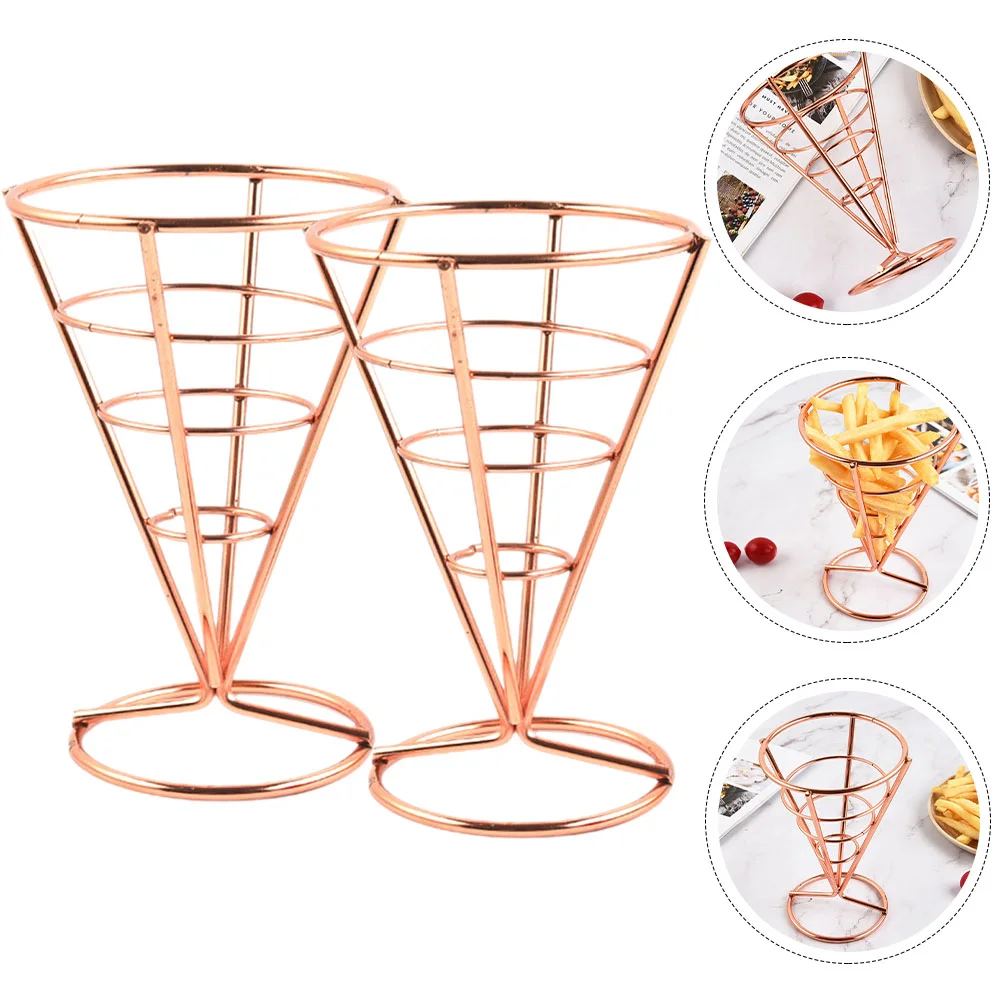 

2pcs French Fries Stands Cone Basket Fry Holders Snack Fried Chicken Display Racks