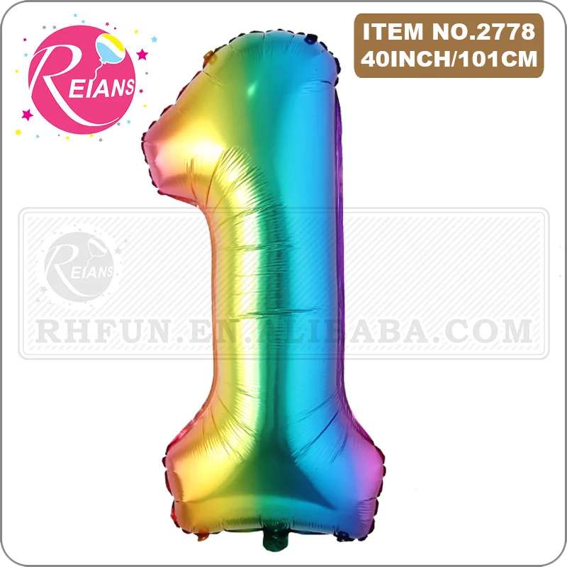 40-дюймовый новый Радужный воздушный шар из алюминиевой фольги с номером днем