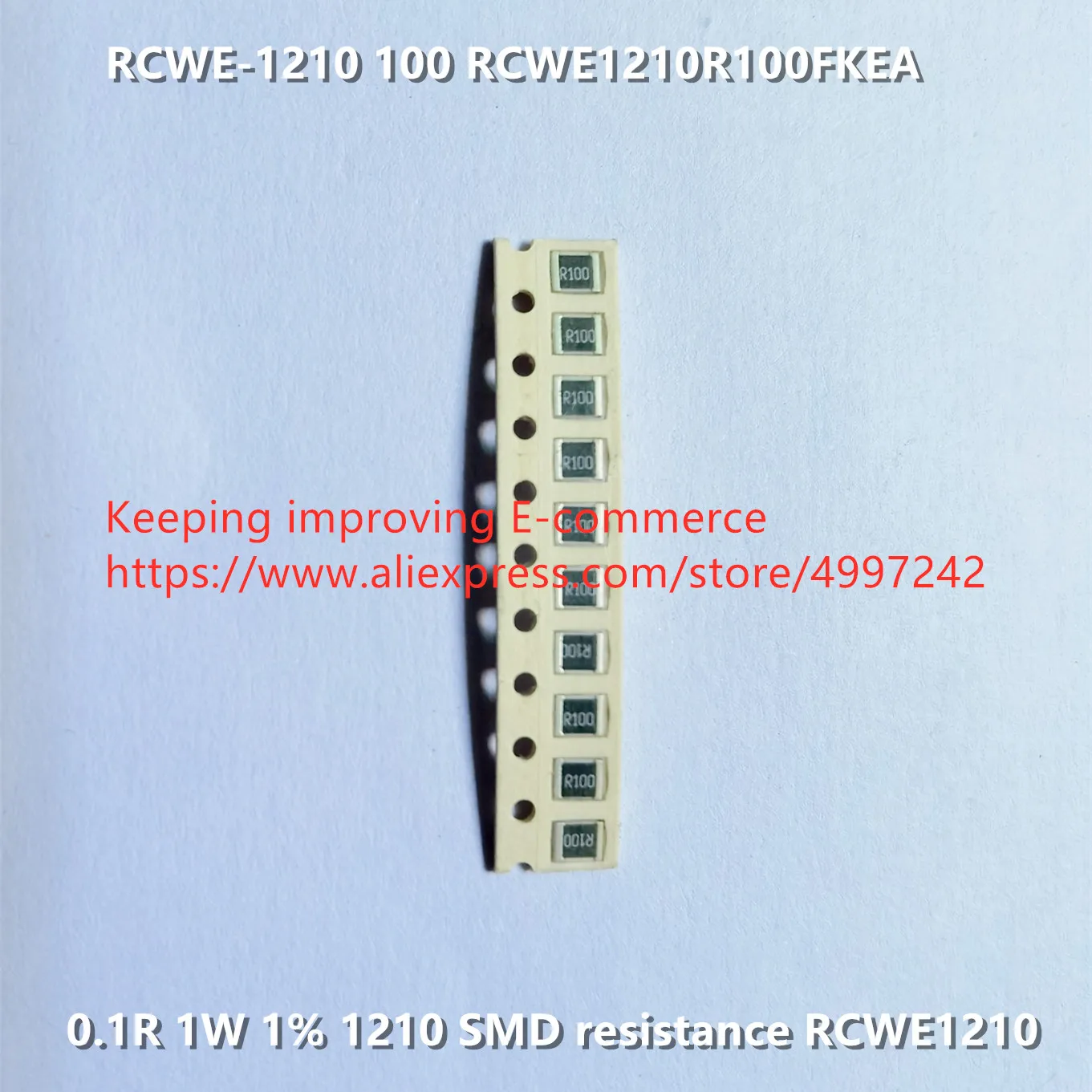 Оригинальный новый 100% RCWE-1210 100 RCWE1210R100FKEA 0.1R 1 Вт 1% 1210 SMD сопротивление (индуктор)