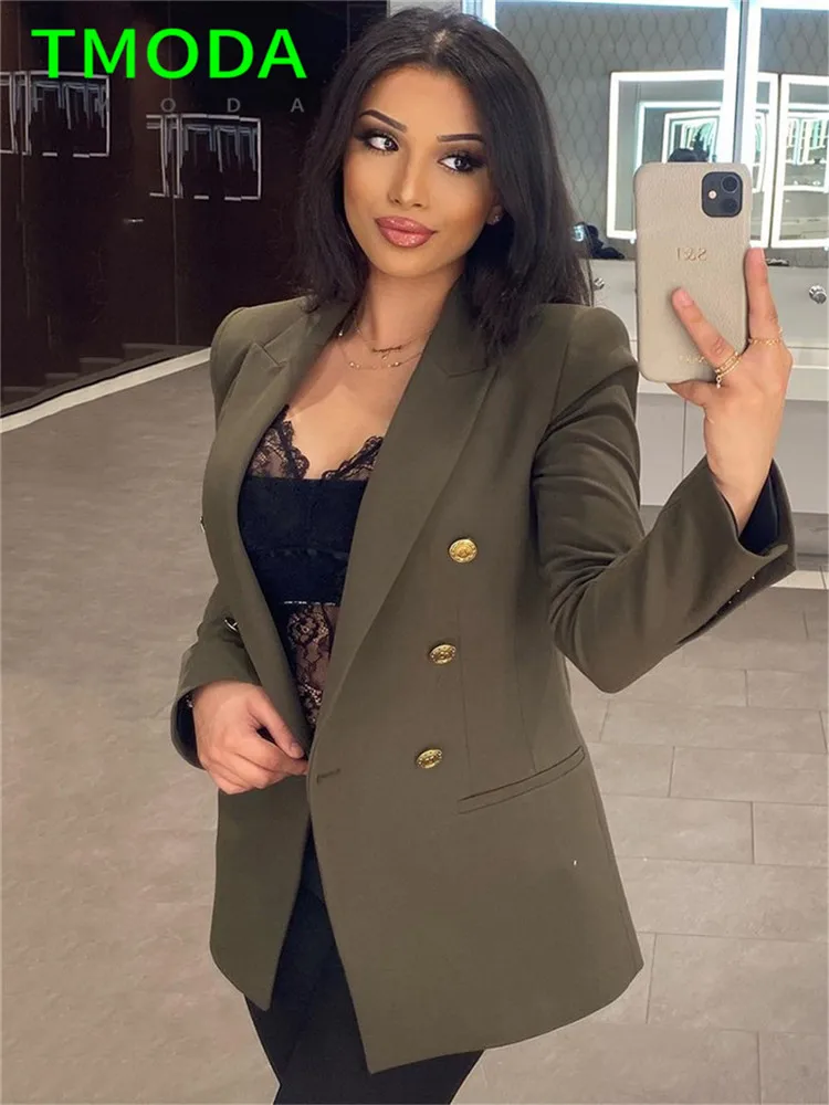 Женский двубортный Блейзер на пуговицах с длинным рукавом | Женская одежда