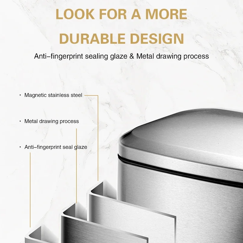 Кухонный мусорный бак из нержавеющей стали 13 л мусорная корзина для переработки